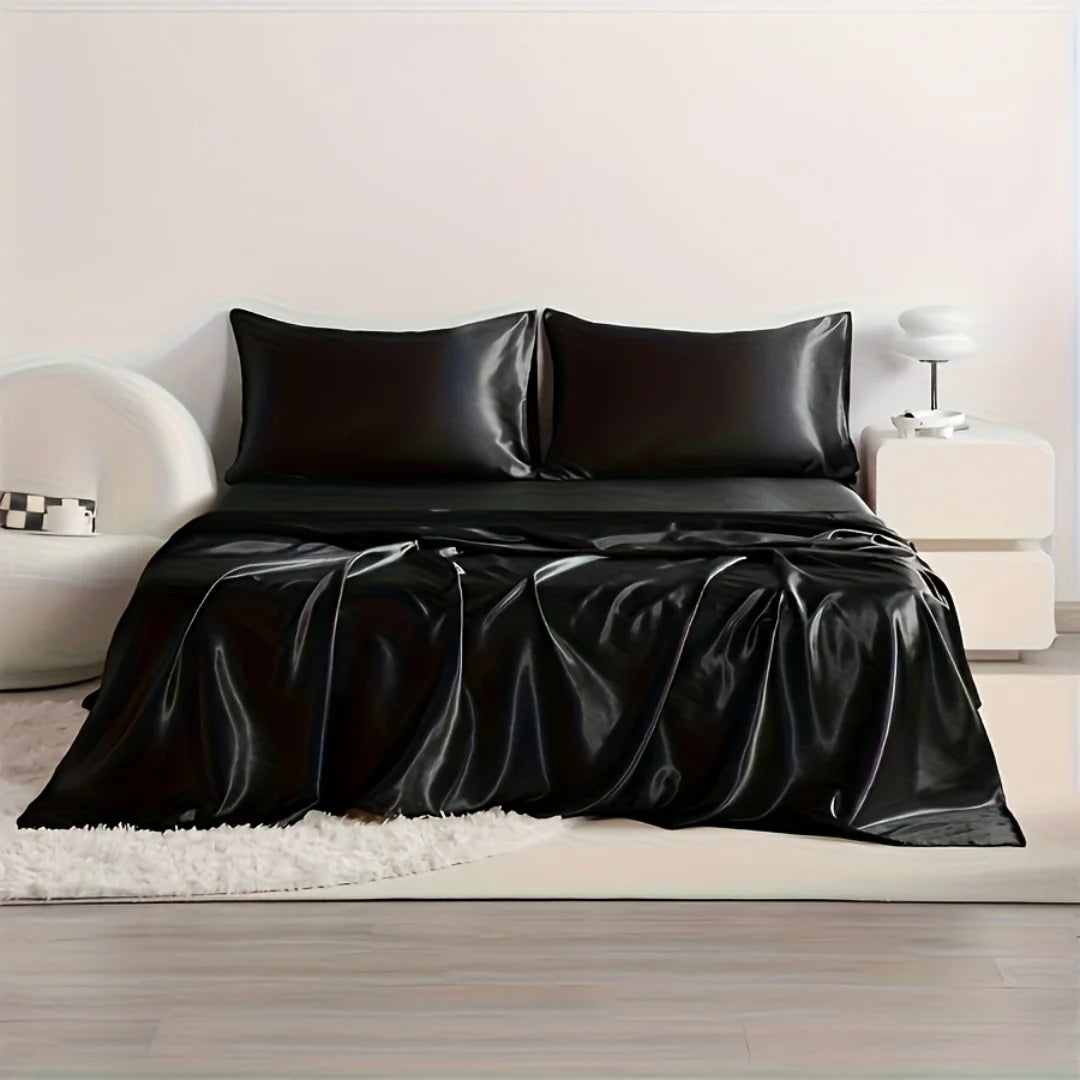 4 Piece Satin Silk Bed Set