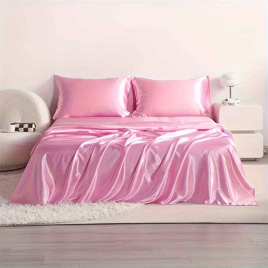 4 Piece Satin Silk Bed Set
