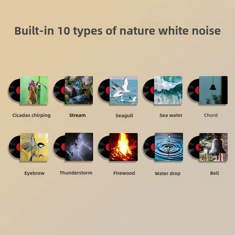 White Noise Sound Machine Portable Baby Sleep Machine 10 Soothing Sounds LED Night Light Built-In Rechargeable Battery USB